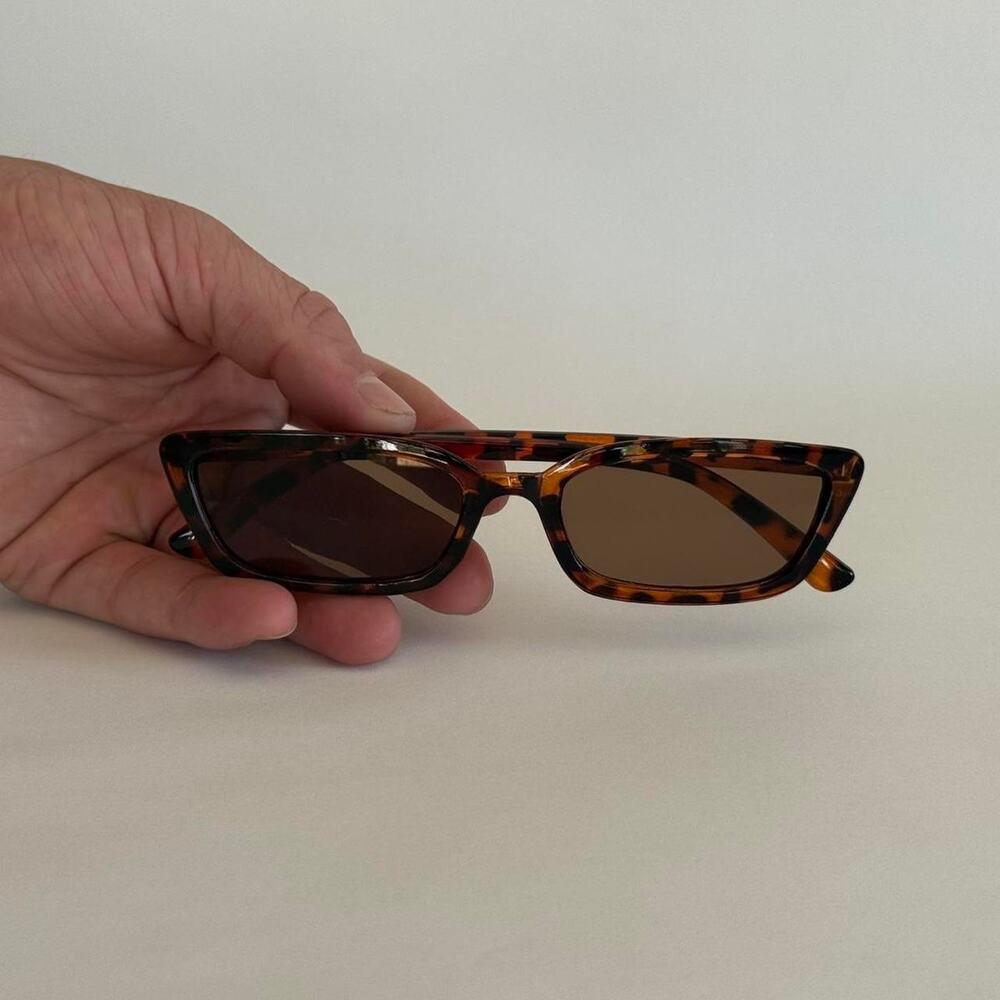 Y2K Tortoise Shell Brown Square Sunglasses Unisex Retro UVA UVB - Picture 4 of 4